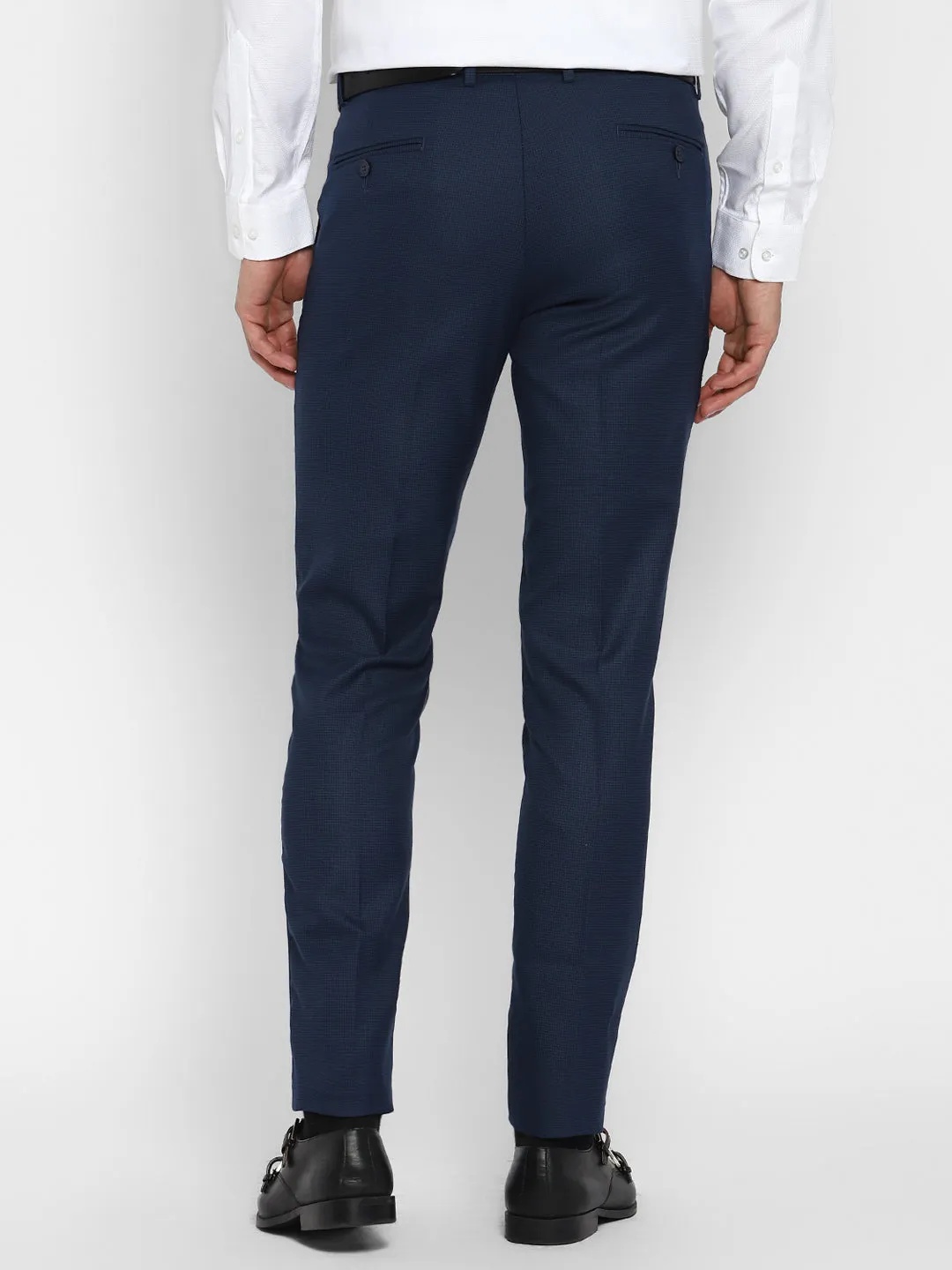 Navy Blue Checked Ultra Slim Fit Trouser
