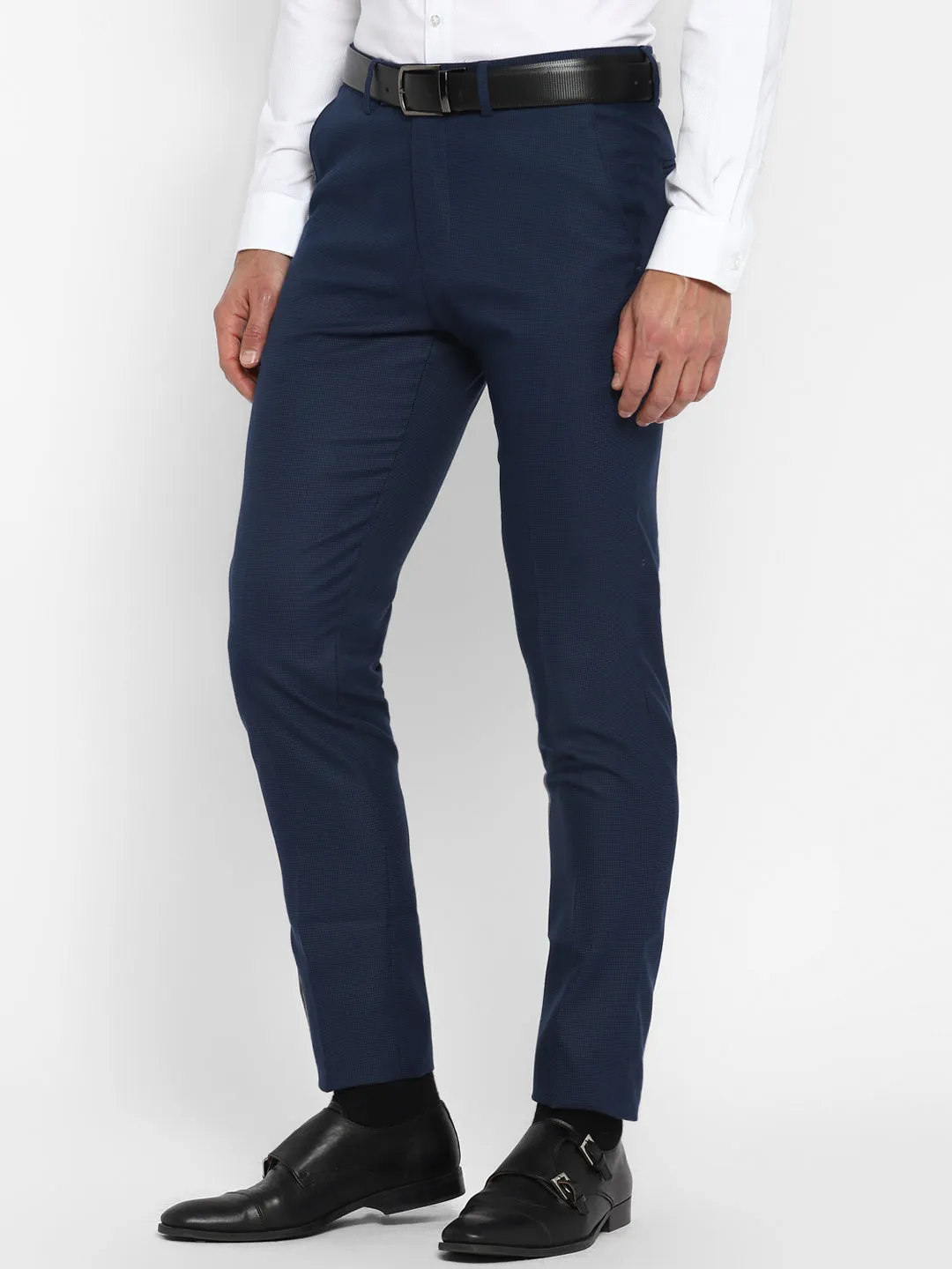 Navy Blue Checked Ultra Slim Fit Trouser
