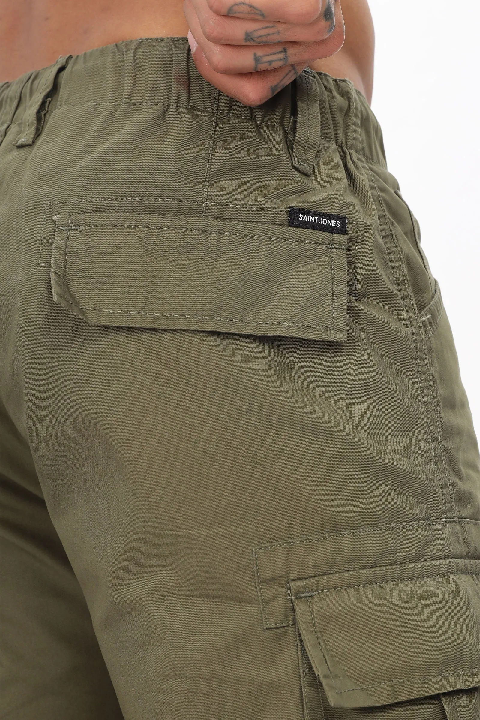 OLIVE STRAIGHT CARGO PANTS