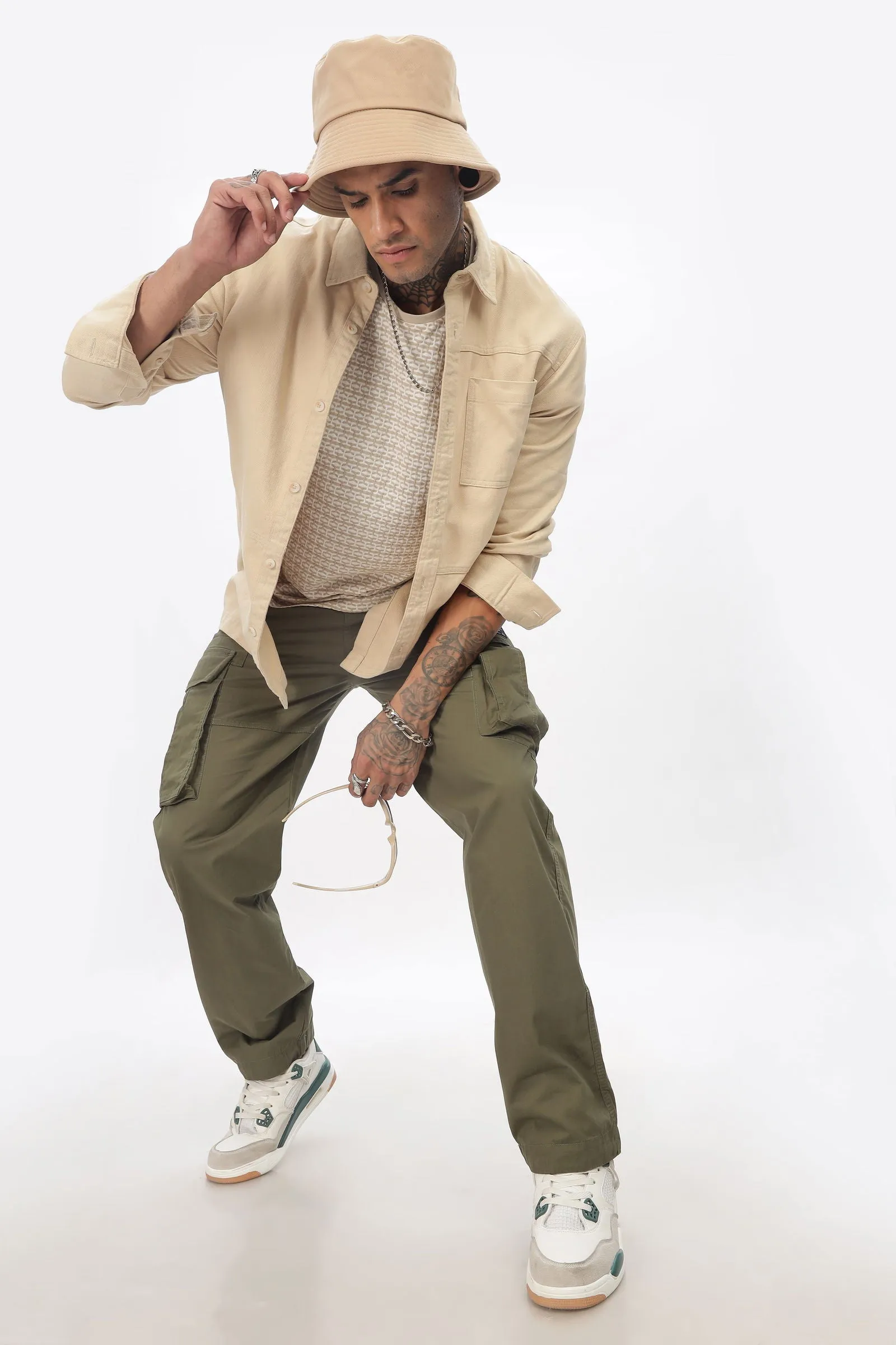 OLIVE STRAIGHT CARGO PANTS