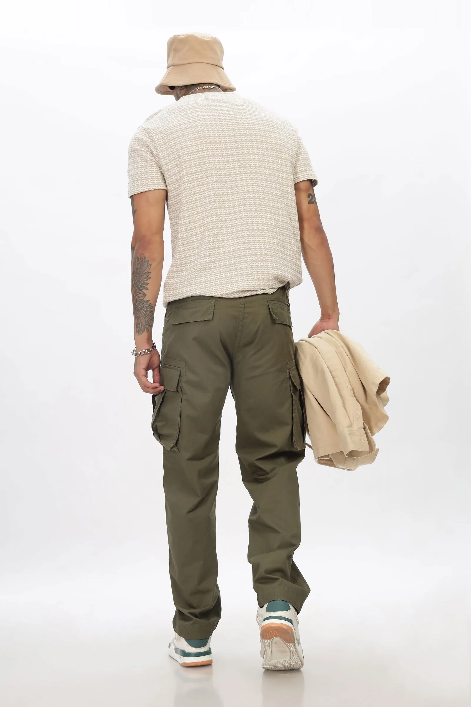 OLIVE STRAIGHT CARGO PANTS
