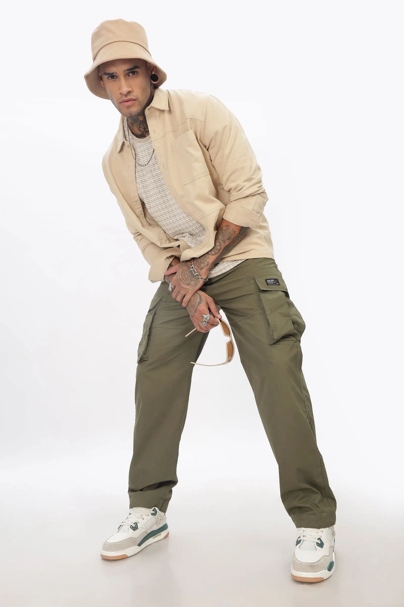 OLIVE STRAIGHT CARGO PANTS