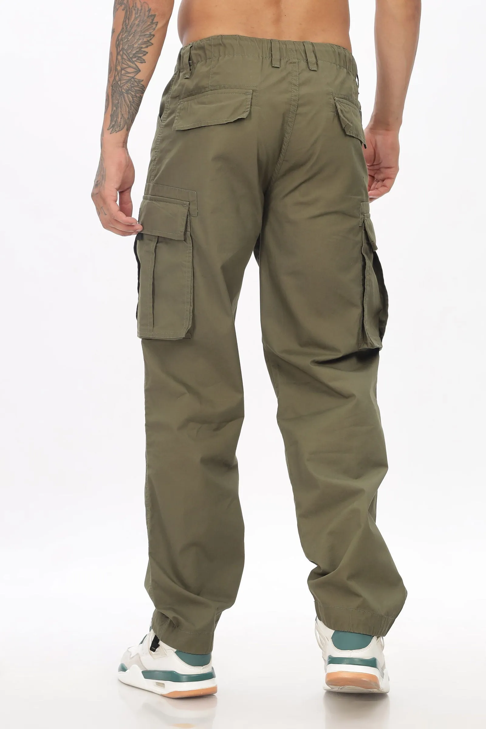 OLIVE STRAIGHT CARGO PANTS