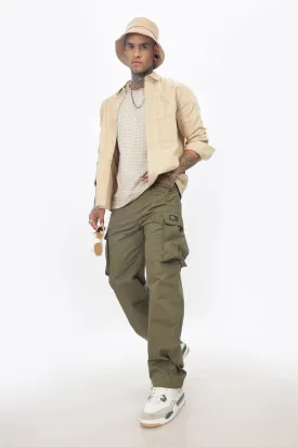 OLIVE STRAIGHT CARGO PANTS