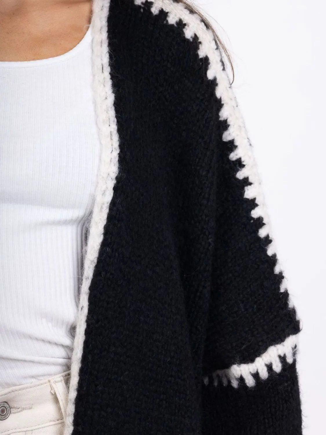 Open Front Dropped Shoulder Cardigan