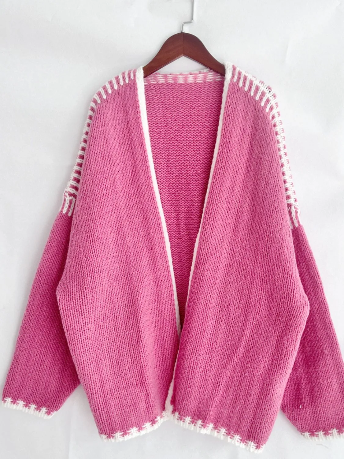 Open Front Dropped Shoulder Cardigan