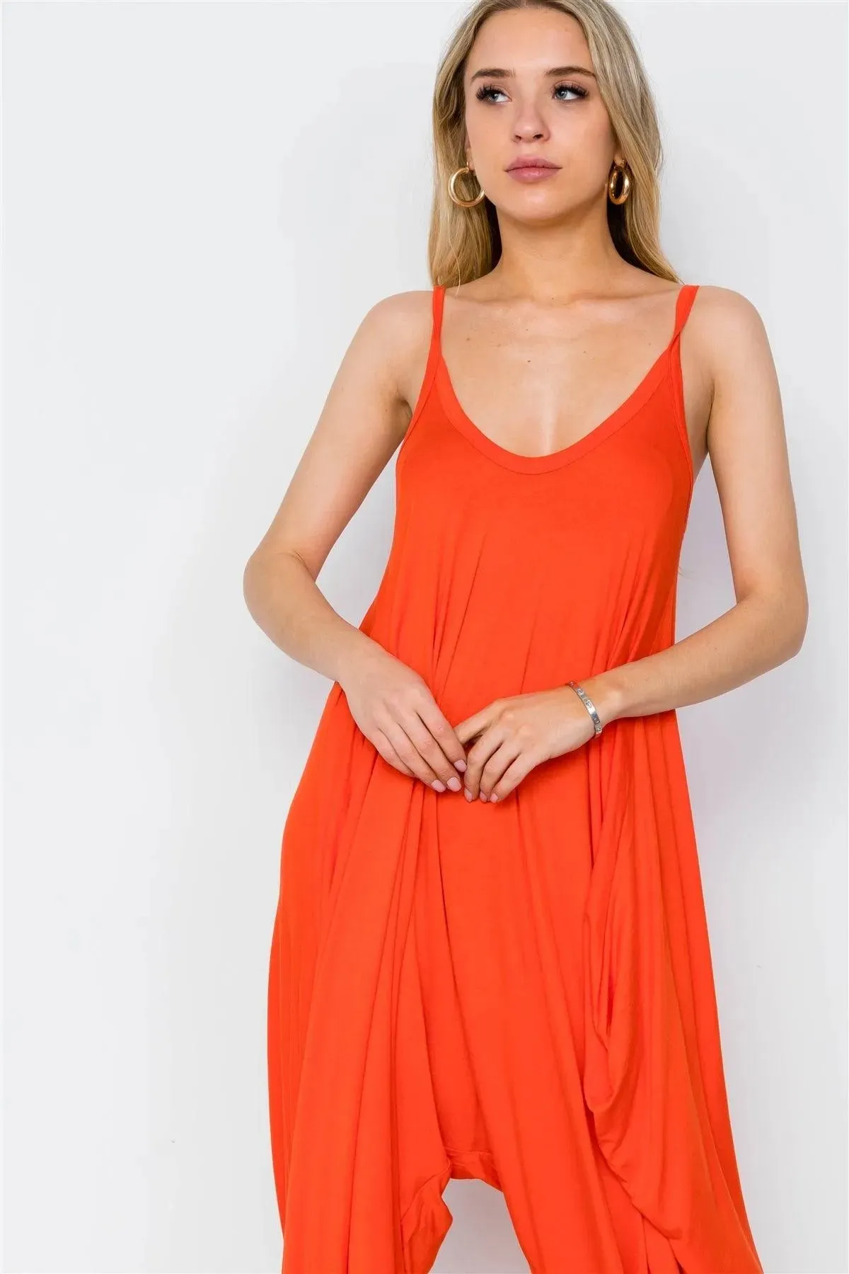Orange Red Harem Loose Baggy Fit Jumpsuit / 2-2-2