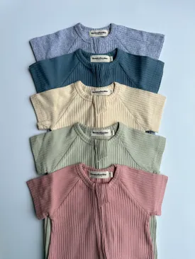 Organic Cotton Ribbed Zip Romper