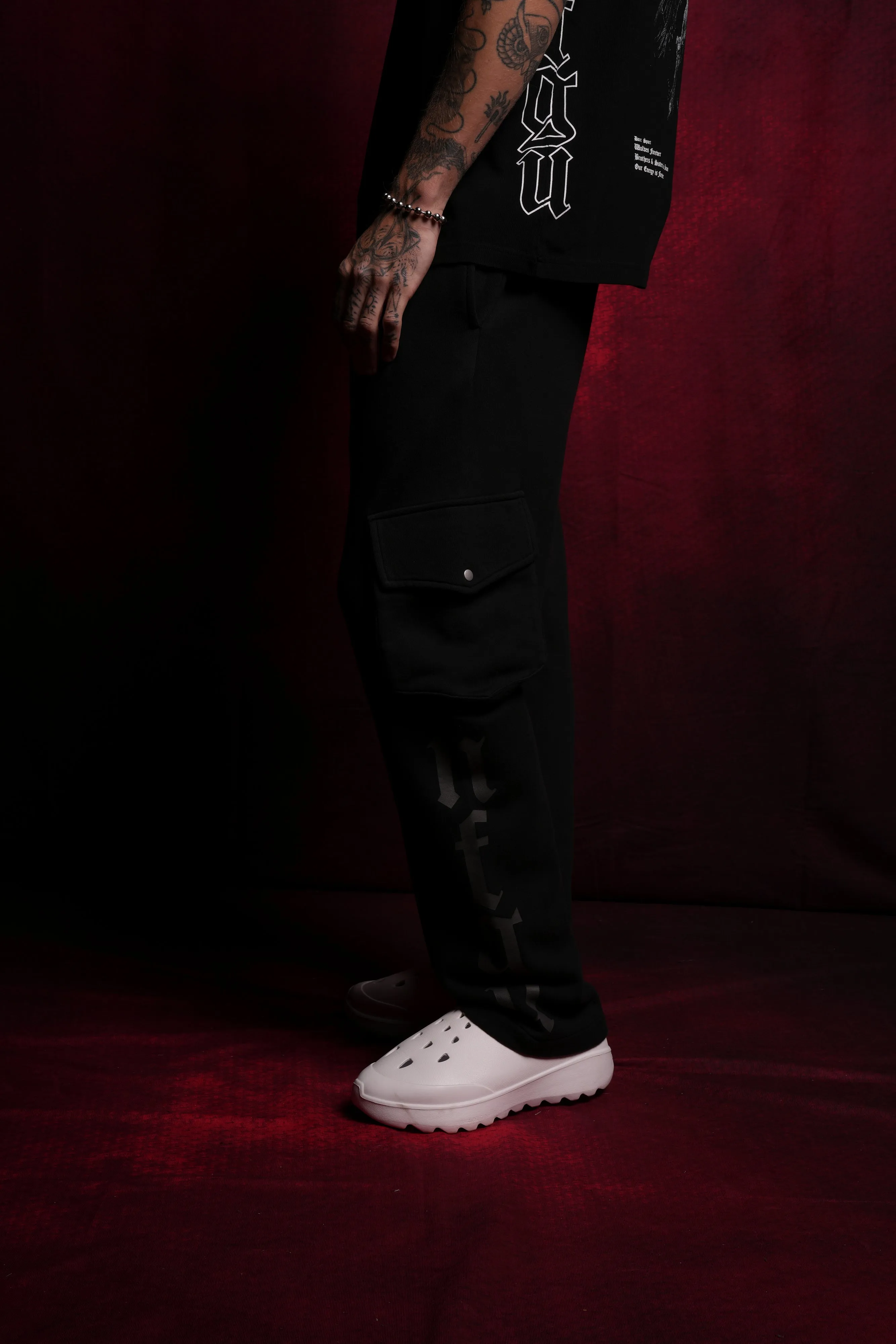 Our Mantra Bigelow Cargo Sweat Pants in Black