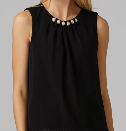 Pearl Detail Sleeveless Top