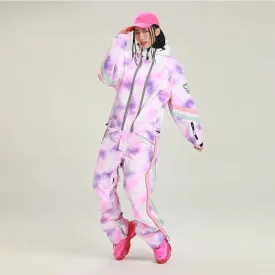 Retro One-piece Ski Jumpsuits for Women Loose Fit Snowsuits