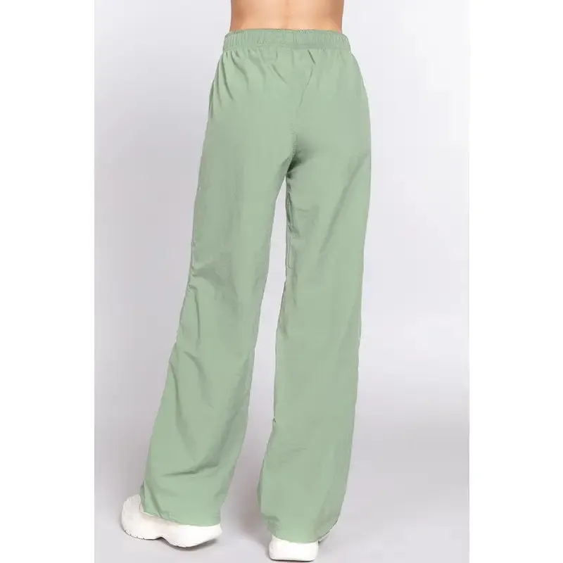 Sage Elastic Waist Parachute Pants