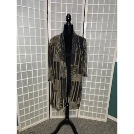Sheer Cardigan -Brown/Black Stripes Print B34