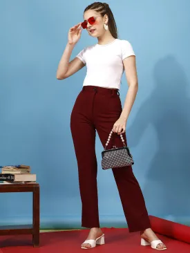 Wine Regular Fit Flat-Front Trouser