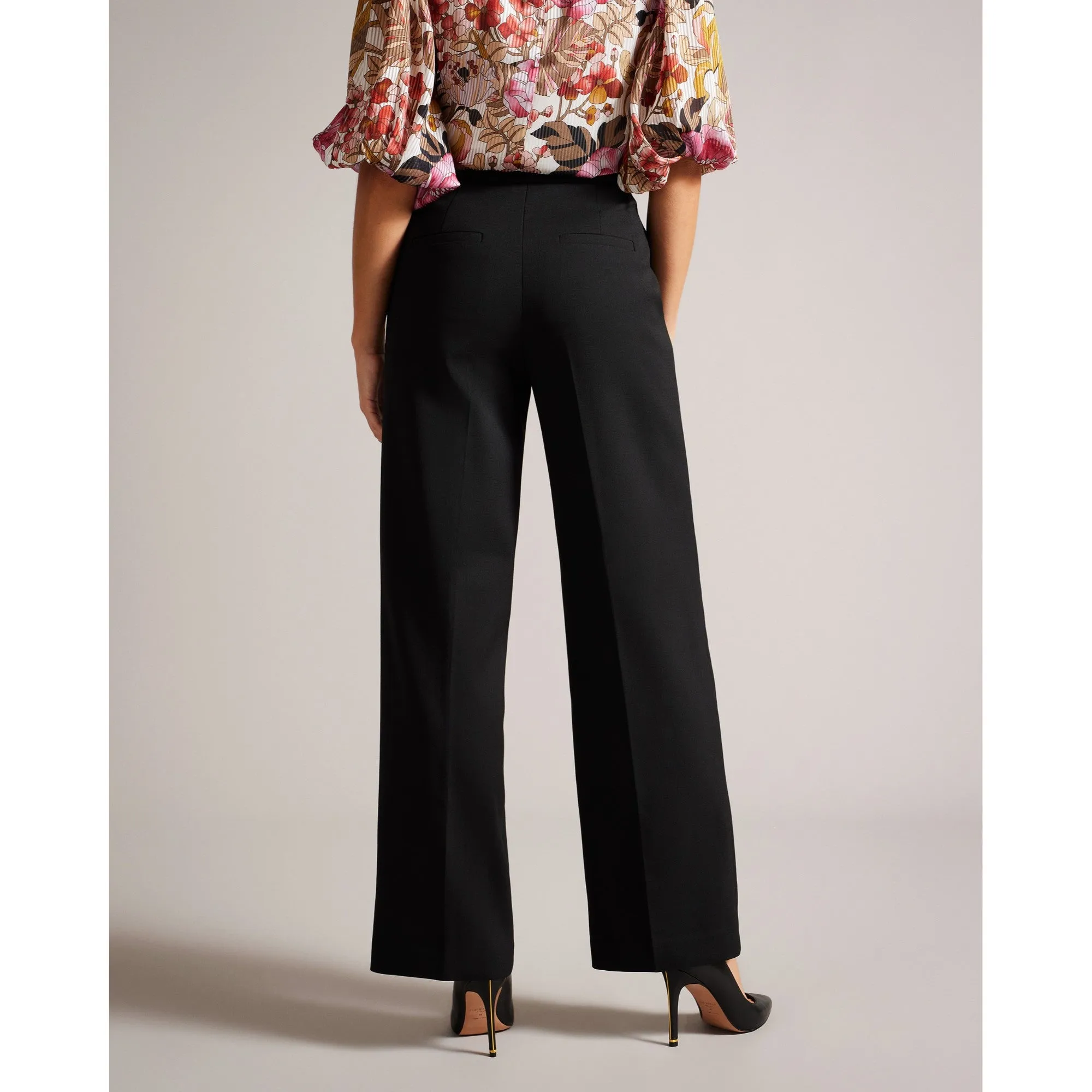 Women Wmt-Riyann-Wide Leg Flat Front Trouser - Black