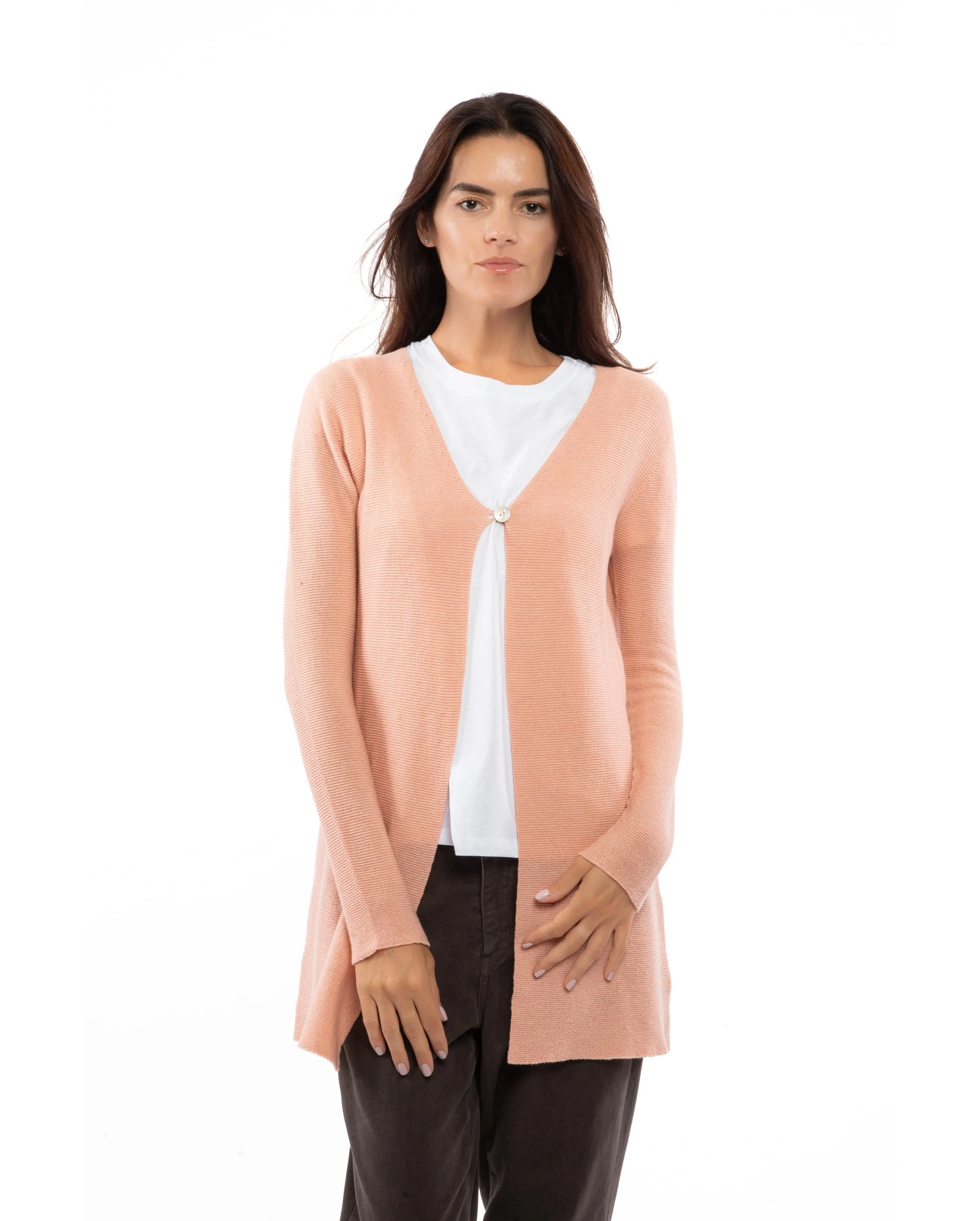 Women's Cashmere Links Stitch Duster Cardigan Melange Gray