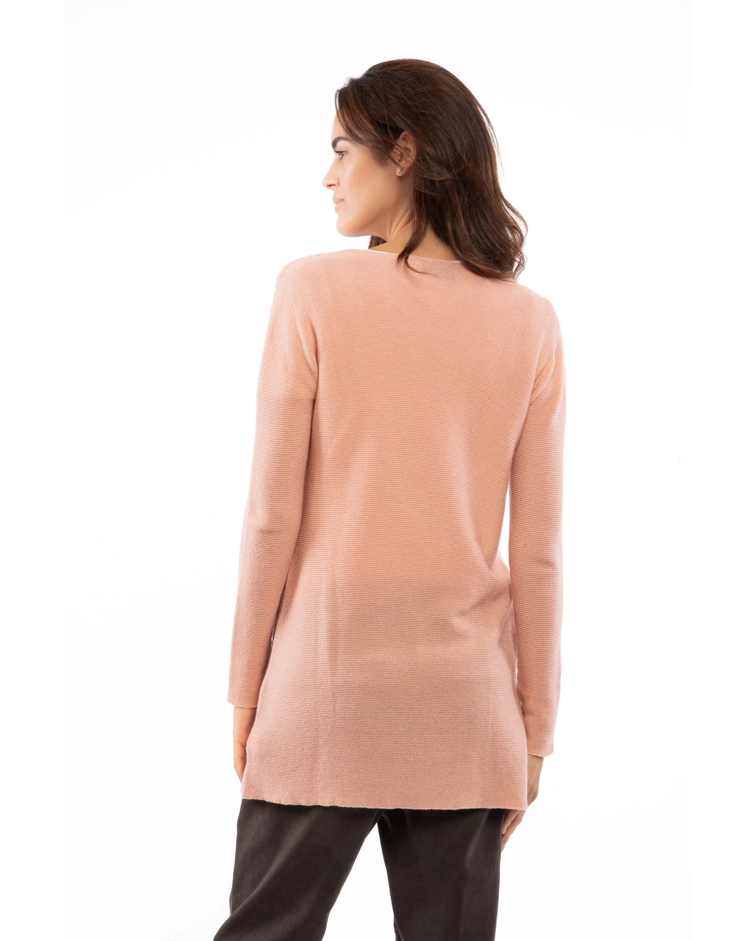 Women's Cashmere Links Stitch Duster Cardigan Melange Gray