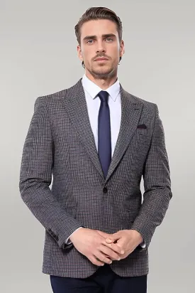 WSS Gingham Slim Fit Brown Men Blazer  - Singen