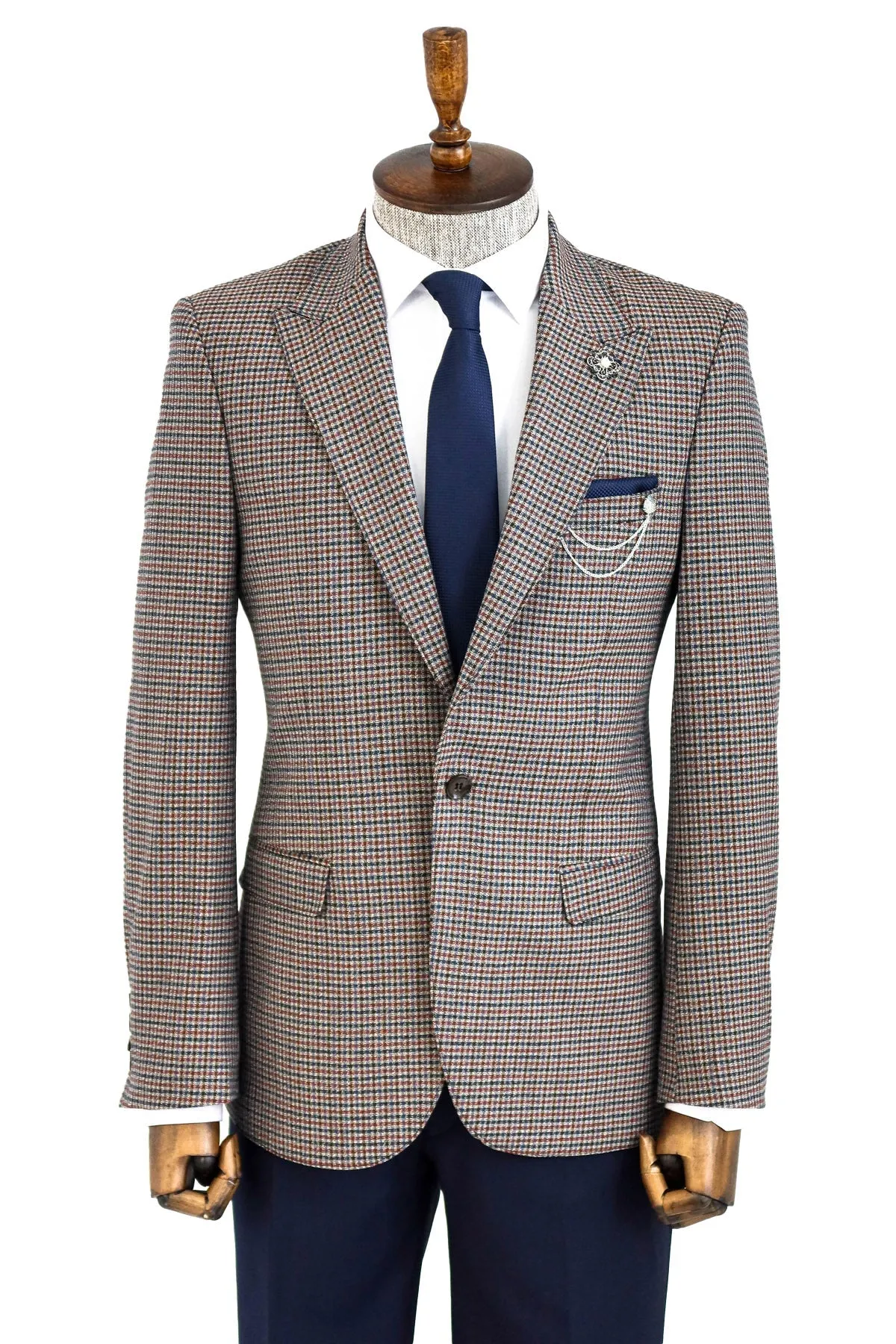 WSS Gingham Slim Fit Brown Men Blazer  - Singen
