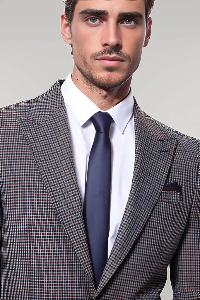 WSS Gingham Slim Fit Brown Men Blazer  - Singen