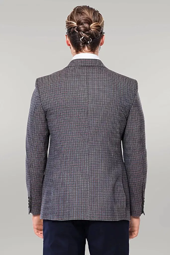 WSS Gingham Slim Fit Brown Men Blazer  - Singen