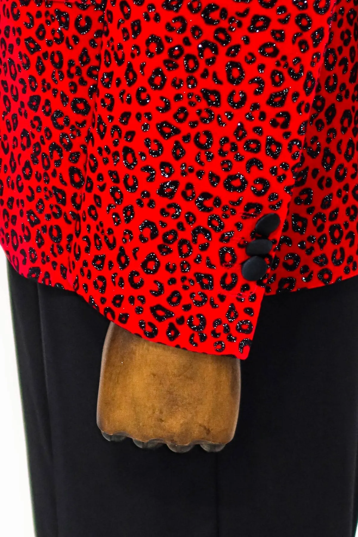 WSS Leopard Pattern Slim Fit Peak Lapel Burgundy Men Prom Blazer - Singen
