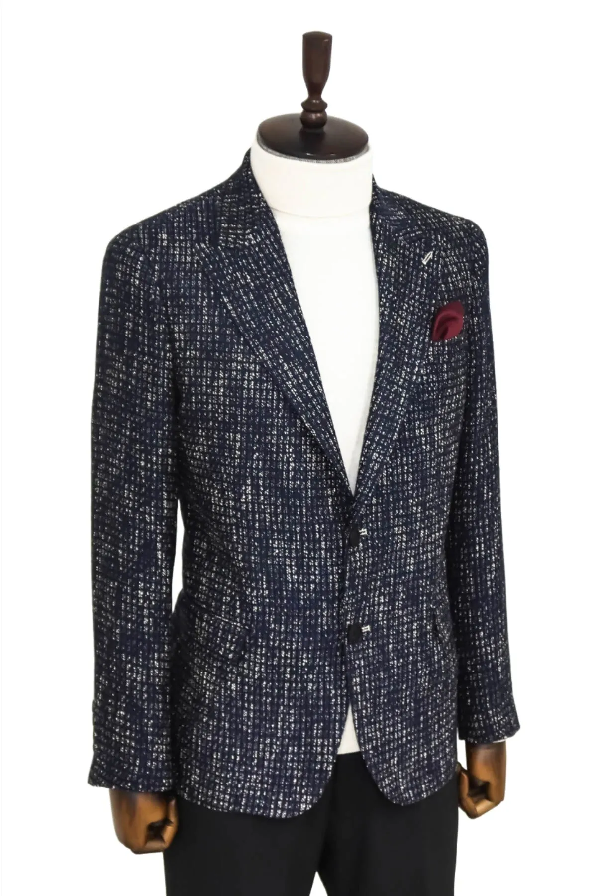 WSS Slim Fit Patterned Sport Navy Blue Men Blazer  - Singen