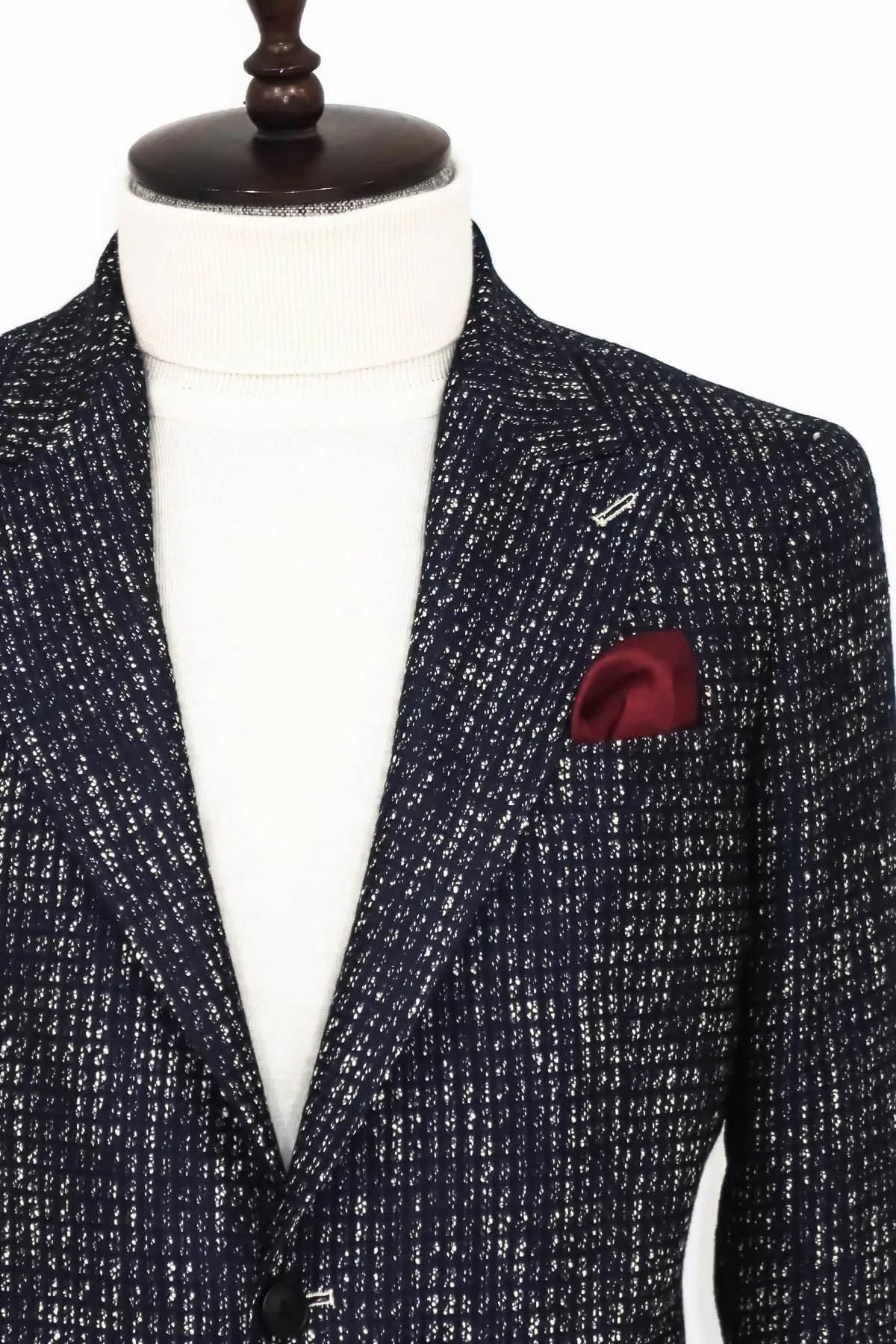 WSS Slim Fit Patterned Sport Navy Blue Men Blazer  - Singen
