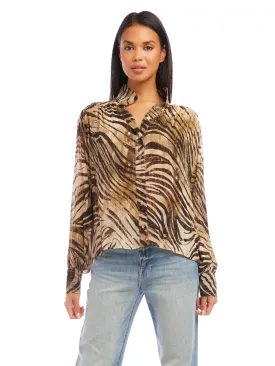 Zebra Print Metallic Blouse